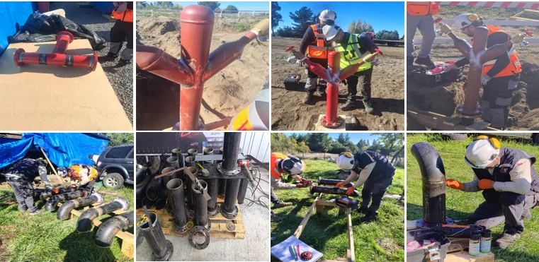 Prefabricado de piezas y termofusión en terreno.